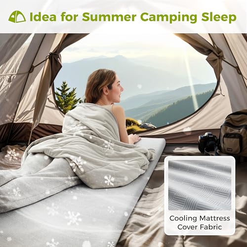 Jamdok Cooling Foam Camping Mattress for Hot SleeperWaterproof Sleeping Pad with Carry BagRoll Up Cot Mattress Topper for Summer Camping BedHikingCarPortable75 x 30 x 2 inches - Image 3