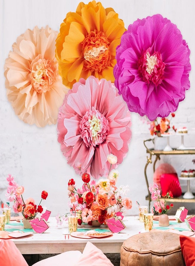 SUNBEAUTY 4 PCS Hot Pink Orange Flower Pom Pom Decorations - Image 5