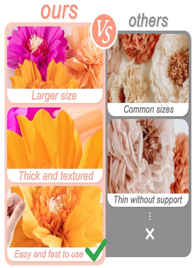 SUNBEAUTY 4 PCS Hot Pink Orange Flower Pom Pom Decorations - Image 4