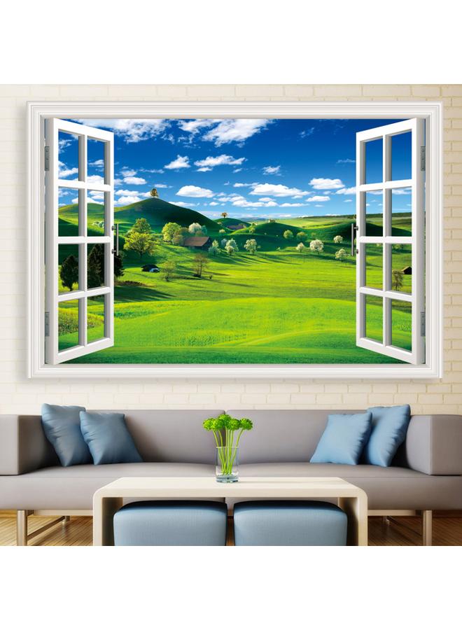 Bluejw Landscape Painting Wall Stickers 3D Stereo Mural Stickers Self-adhesive Living Room Background Wall Decorative Painting Fake Window Stickers - Image 1