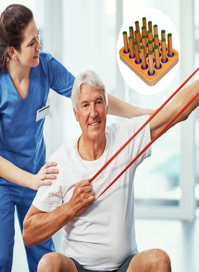 DORMIYA Peg Board Hand Eye Coordination Training Tool - Wooden Finger Board for Stroke Therapy, Rehabilitation, and Fine Motor Skills Development - Includes 20 Pegs - Smooth Surface, Natural Wood Finish - Image 2