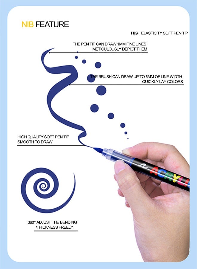 GuangNa12 Colors Acrylic Paint Marker Set – Soft Tip, Odorless, Stackable, Smooth Flow Drawing Pens for Students & Artists - Image 4