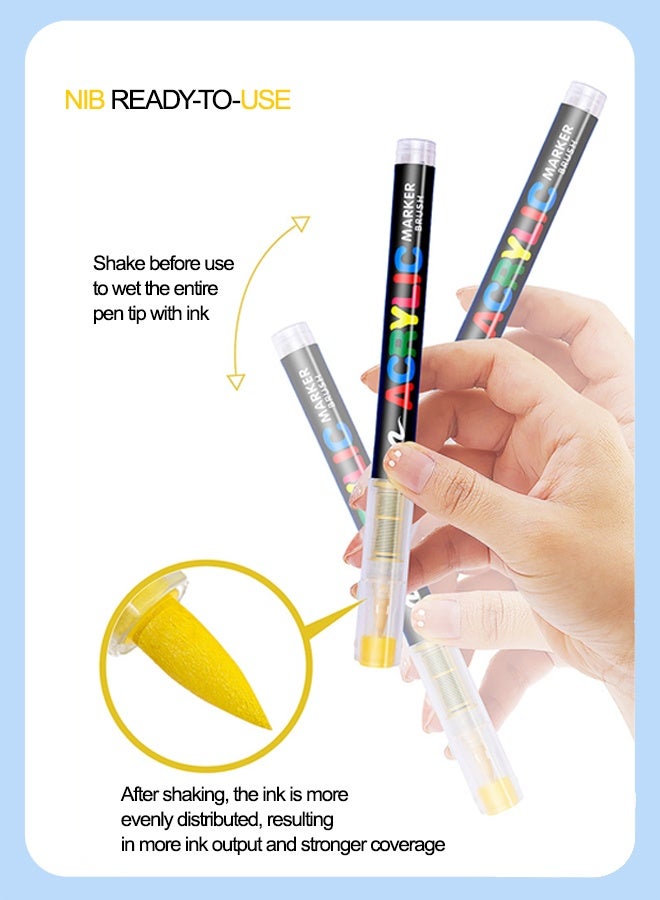 GuangNa12 Colors Acrylic Paint Marker Set – Soft Tip, Odorless, Stackable, Smooth Flow Drawing Pens for Students & Artists - Image 5