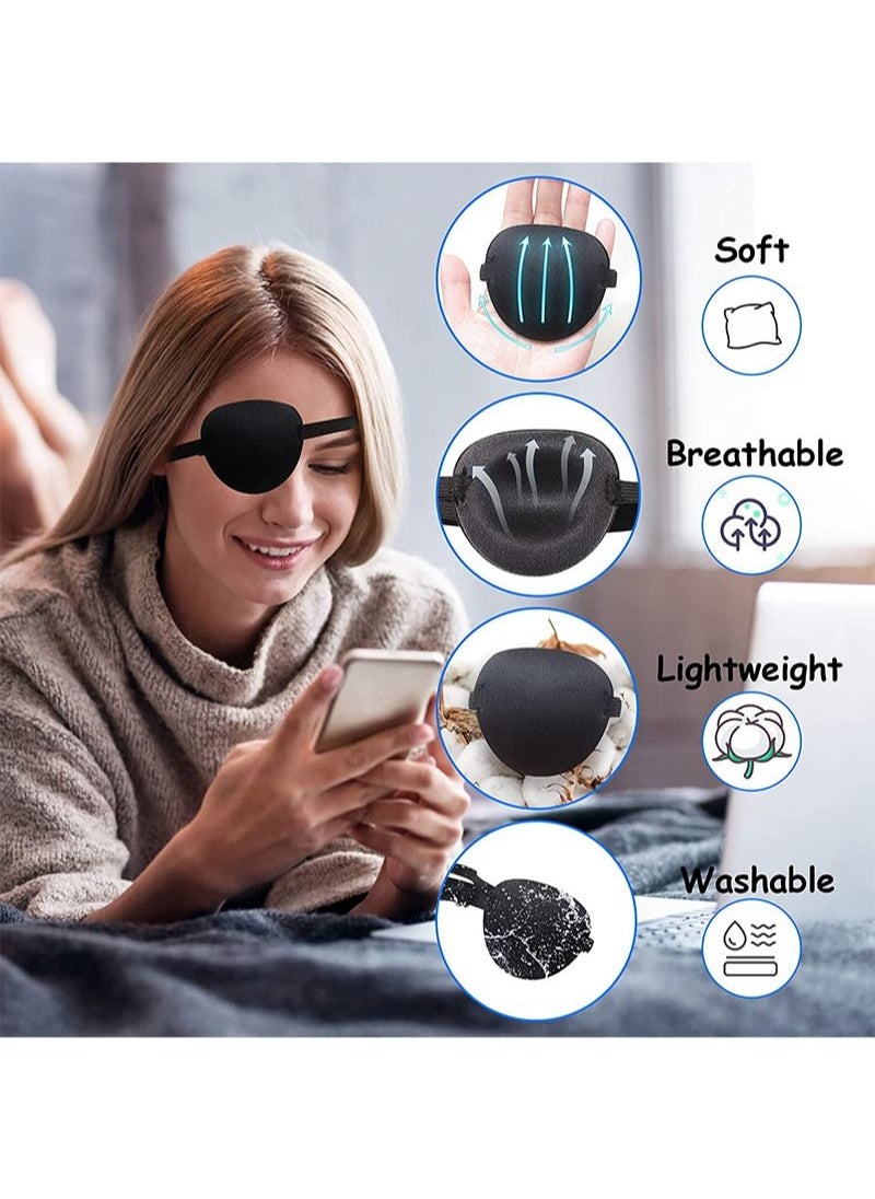 10 Lazy Eye (Amblyopia) Children's Eye Patch,2 Pieces Black Eye Patch Strabismus Adjustable Eye Patch,Medical Eye Patch,Amblyopia Lazy Eye Patch for Left or Right Eye