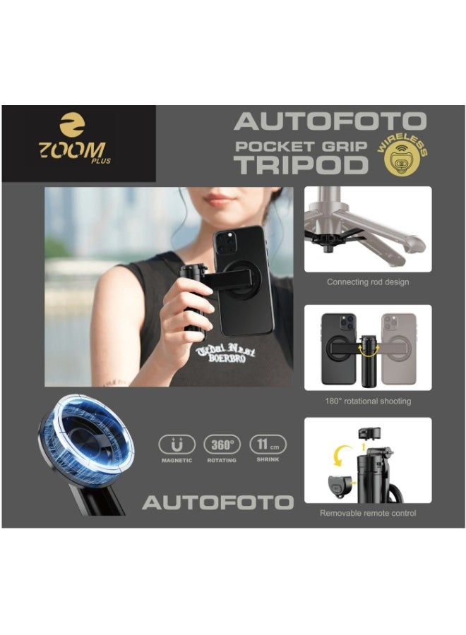 زوم بلس ZOOM Plus AUTO FOTO جهاز تثبيت يدوي مصغّر مع مقبض | منصّة مغناطيسية للهاتف | جهاز تحكم عن بعد لاسلكي | دوران 360 درجة | جهاز تثبيت يدوي مدمج للصور الذاتية والفيديوهات القصيرة - Image 2