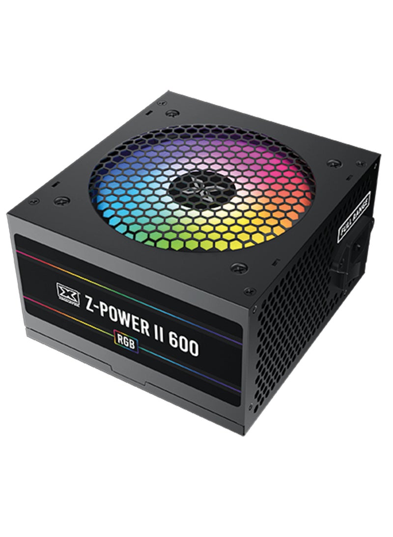 Xigmatek Z-Power II 600 Gaming Power Supply, 400W, 230V Input, Double Forward Design, 12cm Fixed RGB Fan, Black | EN45738 Black - Image 1