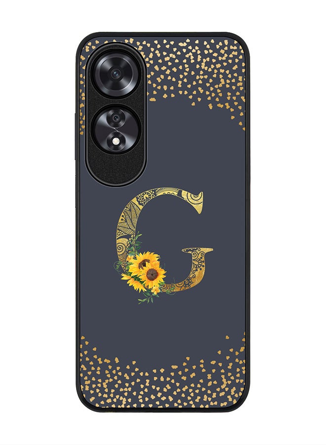 Stylizedd Rugged Black edge case for Oppo A60, Slim fit Case Flexible TPU Gel Thin Cover - Custom Monogram Initial Letter Floral Pattern Alphabet - G (Grey ) - Image 1