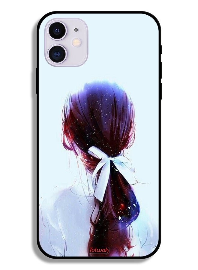Tolwak Apple iPhone 11 Protective Case Tie Hair With Hairband Girl Art - Image 2