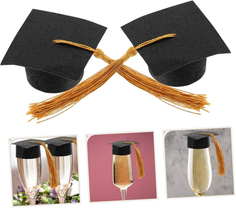 20pcs Graduation Goblet Covers Tassel Mini Doctoral Caps Wine Cup Decorations for Graduation Parties and Celebrations - Image 4