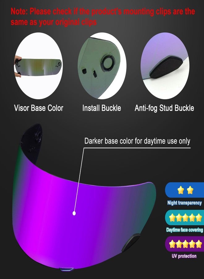 PSLER Qualifier Visor- Qualifier DLX Helmet Visor Motorcycle Face Shield Accessories Replacement for Bell Qualifier/Star/Vortex/RS-1/Revolver,Deep Purple - Image 3