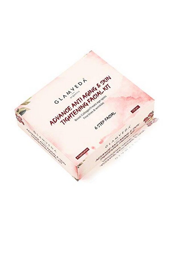 Glamveda Advance Anti Ageing & Skin Tightening Facial Kit | 6 Steps | 120 Gm| Lightens Fine Lines & Wrinkles | Sulphur & Paraben Free | 4 Applications Per Kit - Image 1