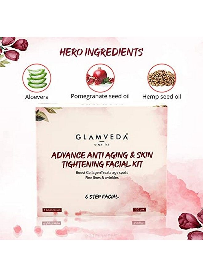Glamveda Advance Anti Ageing & Skin Tightening Facial Kit | 6 Steps | 120 Gm| Lightens Fine Lines & Wrinkles | Sulphur & Paraben Free | 4 Applications Per Kit - Image 5