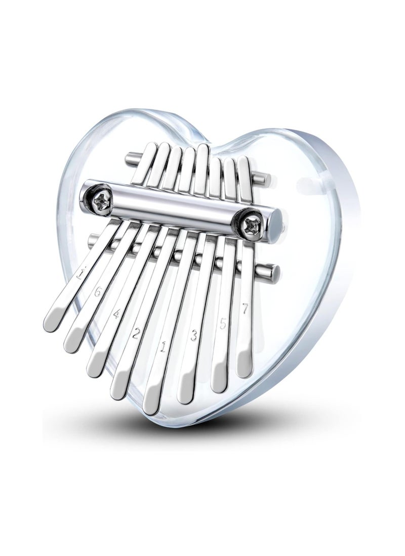 Generic Mini Kalimba Thumb Piano 8 Keys, Portable Acrylic Mbira Finger Piano for Kids and Adults, Pocket Music Gift for Beginners (Acrylic Heart)  - Image 1