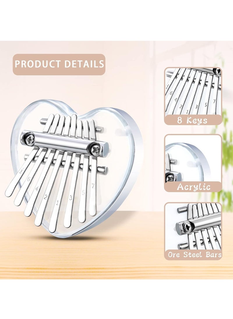 Generic Mini Kalimba Thumb Piano 8 Keys, Portable Acrylic Mbira Finger Piano for Kids and Adults, Pocket Music Gift for Beginners (Acrylic Heart)  - Image 2