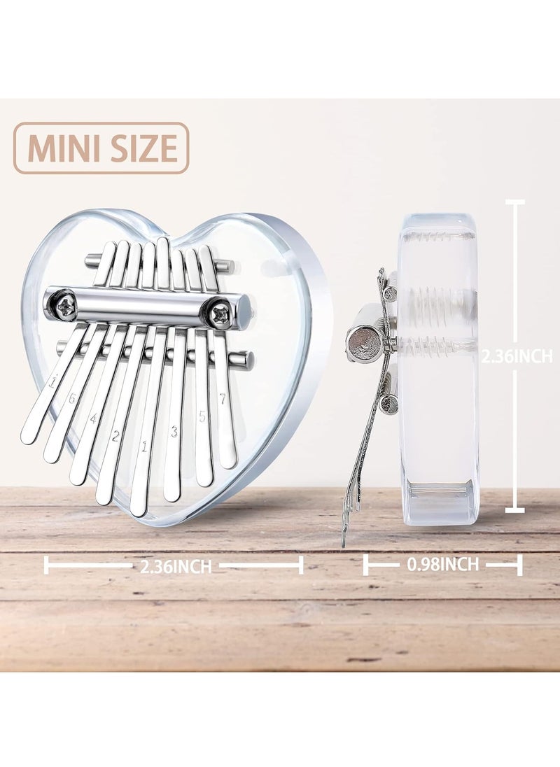 Generic Mini Kalimba Thumb Piano 8 Keys, Portable Acrylic Mbira Finger Piano for Kids and Adults, Pocket Music Gift for Beginners (Acrylic Heart)  - Image 3