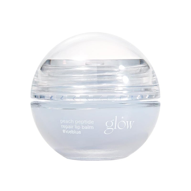 glow peach peptide lip balm iceblue  moisturizing nourishing multiuse lip balm  sleeping mask infused with peptides unscented 03 oz
