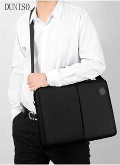 DUNISO 15.6 Inch Laptop Bag Lightweight PU Computer Bag Travel Business Briefcase Water Resistance Shoulder Messenger Bag for Men and Women Work Office  - Image 2