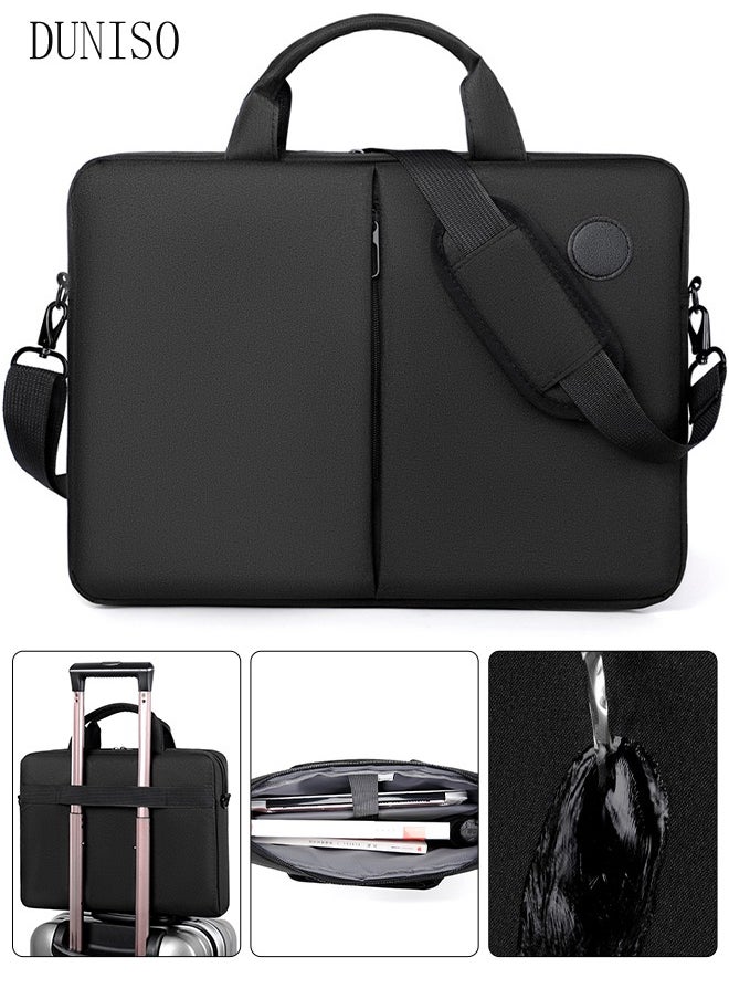 DUNISO 15.6 Inch Laptop Bag Lightweight PU Computer Bag Travel Business Briefcase Water Resistance Shoulder Messenger Bag for Men and Women Work Office  - Image 1
