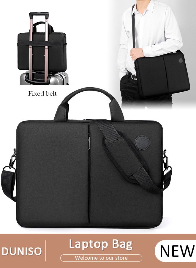 DUNISO 15.6 Inch Laptop Bag Lightweight PU Computer Bag Travel Business Briefcase Water Resistance Shoulder Messenger Bag for Men and Women Work Office - Image 1