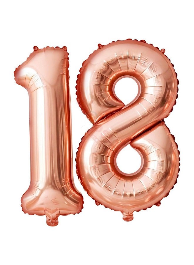 Propsicle 16 inch Birthday Foil 18 Number Helium Balloon Party Decoration Rose Gold Pack of 2 | 18 Year No. Balloons Birthday/Anniversary | Eighteen Number - Image 1