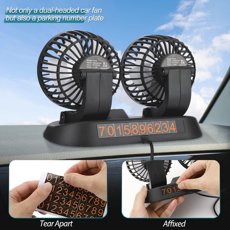 TERRIFI Dual-Head Portable Car Fan, USB Electric Fan, 3 Speeds & 360 Degree Rotation Auto Cooling Car Fan, Suitable for Rear Seat, Car Dashboard, Home, Office - Image 5