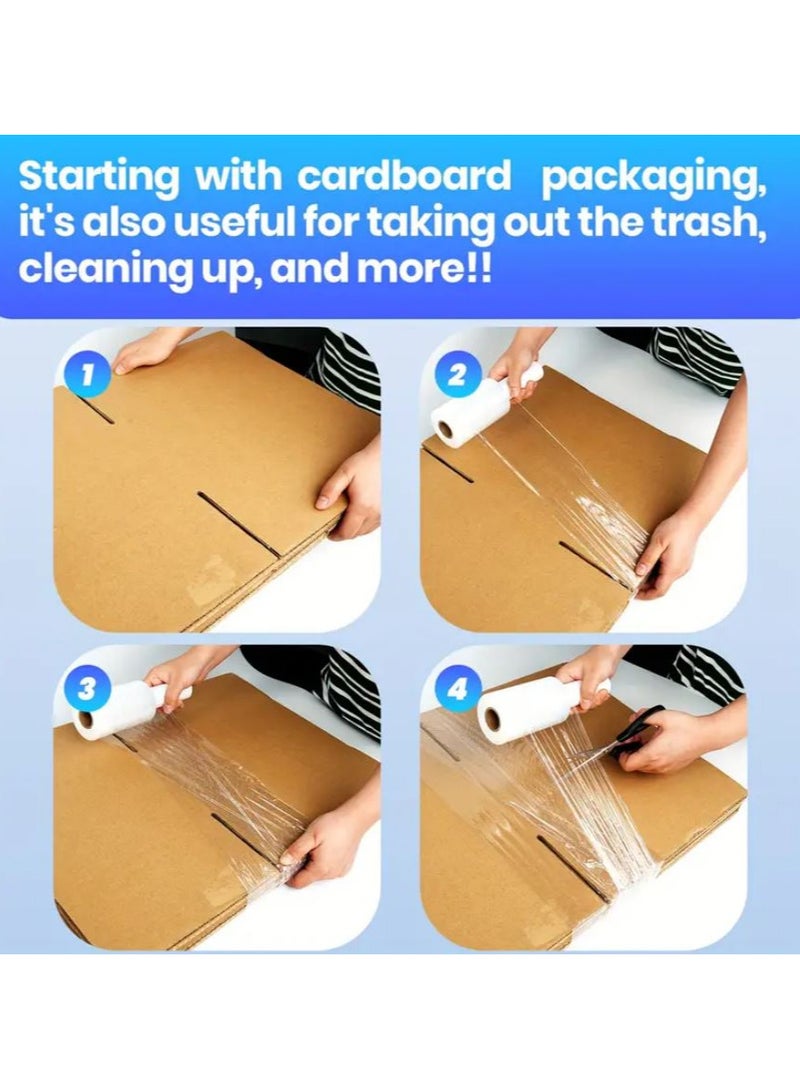 EOTM Durable and Transparent Roll Stretch Wrap Film with Plastic Handle - Image 4