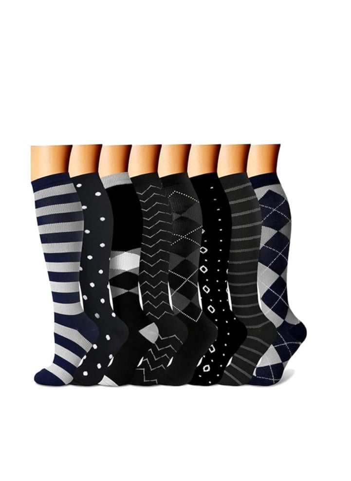 Generic 8 Pairs Compression Socks for Men and Women Ideal for Circulation Support in Medical Running Nursing and Athletic Activities  - Image 1