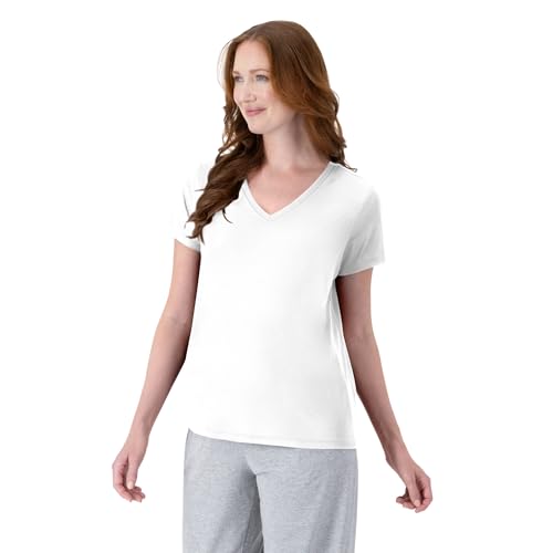 Hanes تي شيرت هينز للنساء بأكمام قصيرة بتقنية كول دري، أبيض، كبير جداً - Image 3