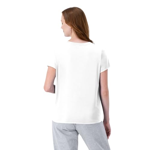 Hanes تي شيرت هينز للنساء بأكمام قصيرة بتقنية كول دري، أبيض، كبير جداً - Image 2