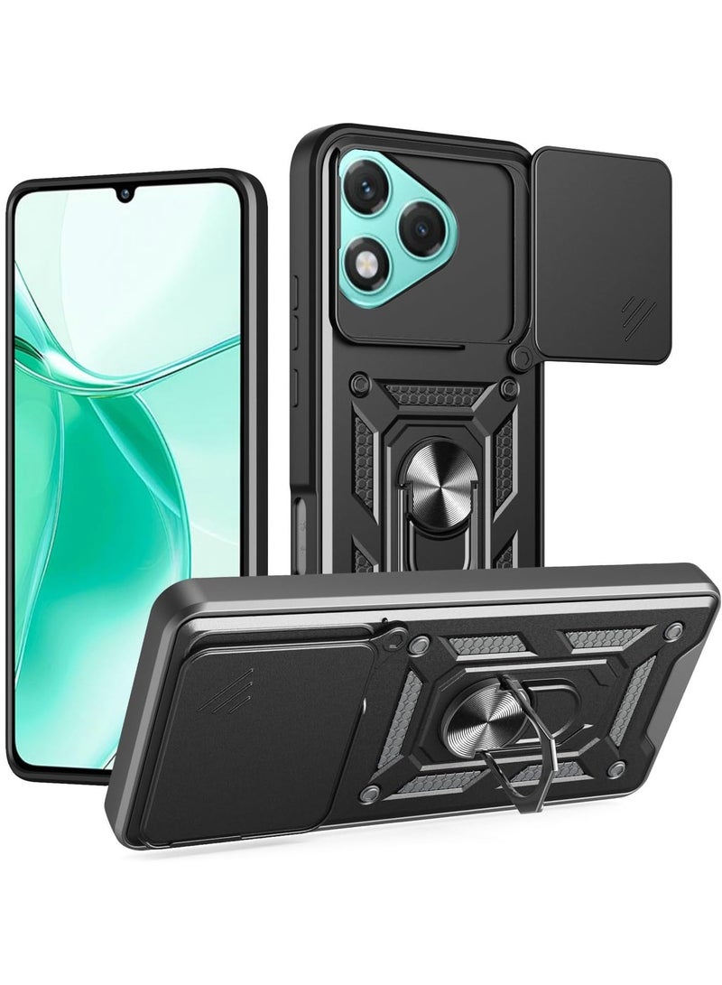 SanHu for Honor 400 LITE Case Cover, Slide Camera Lens Cover, Magnetic Ring Holder Kickstand Protective Phone Case for Honor 400 LITE, Black - Image 1