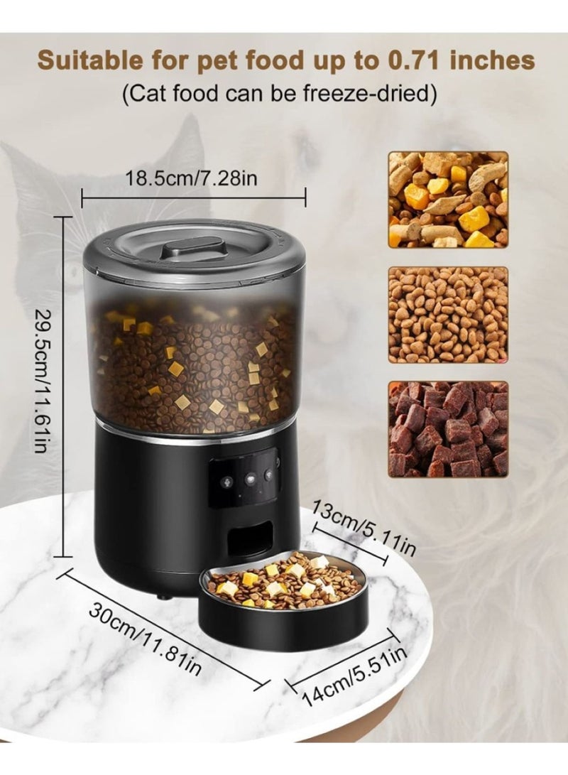 4L/17 Cups Smart Automatic Pet Feeder, Stainless Steel Pet Food Dispenser with App & WiFi Control, Voice Recorder, 1-9 Portions Per Meal Precise Portion Control, Anti-Clog Design, Dual Power Supply Pet Bowl for Cats & Dogs (Medium & Small Pets), Black - Image 2