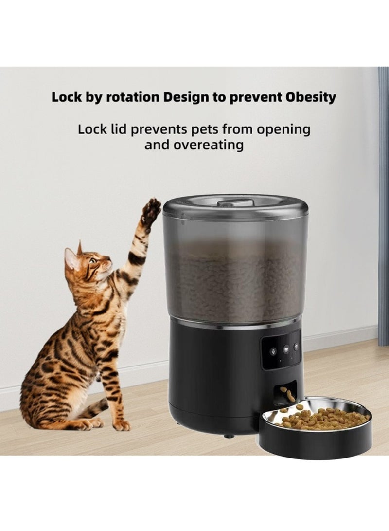 4L/17 Cups Smart Automatic Pet Feeder, Stainless Steel Pet Food Dispenser with App & WiFi Control, Voice Recorder, 1-9 Portions Per Meal Precise Portion Control, Anti-Clog Design, Dual Power Supply Pet Bowl for Cats & Dogs (Medium & Small Pets), Black - Image 4