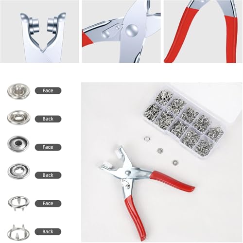 TASMAX Button Press Machine for Clothes snap100 Sets Eyelets Button kit for Home use Metal Fasteners with Hand Pliers Tool Snap Buckles Leather Snap Kit for Baby Children's Clothing for (Pack of 1) - Image 3