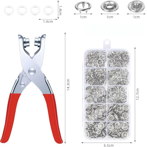 TASMAX Button Press Machine for Clothes snap100 Sets Eyelets Button kit for Home use Metal Fasteners with Hand Pliers Tool Snap Buckles Leather Snap Kit for Baby Children's Clothing for (Pack of 1) - Image 2