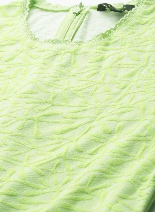 Freehand  Women Regular Fit Textured Crew Neck Long Sleeve Mini Dress for Women | Best Price UAE