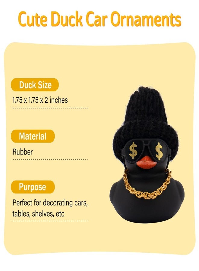 wonuu Black Cool Hip-Hop Rubber Duck Street Ducks with Mini Sunglasses Knit Hat Gold Chain (Dollars) - Image 2