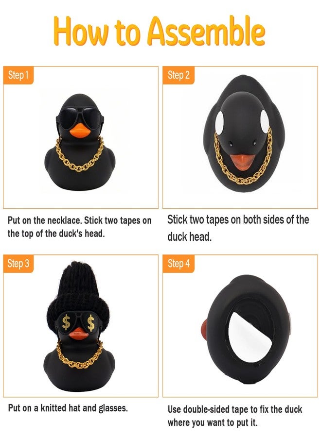 wonuu Black Cool Hip-Hop Rubber Duck Street Ducks with Mini Sunglasses Knit Hat Gold Chain (Dollars) - Image 4