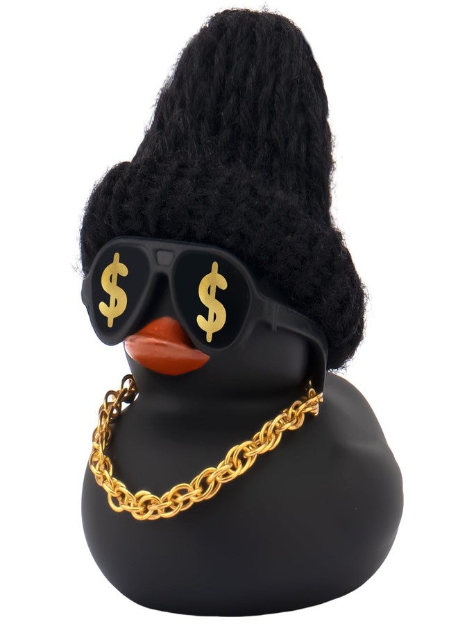 wonuu Black Cool Hip-Hop Rubber Duck Street Ducks with Mini Sunglasses Knit Hat Gold Chain (Dollars) - Image 1