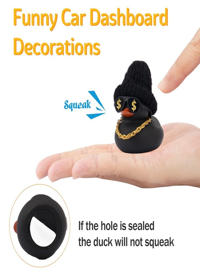 wonuu Black Cool Hip-Hop Rubber Duck Street Ducks with Mini Sunglasses Knit Hat Gold Chain (Dollars) - Image 3