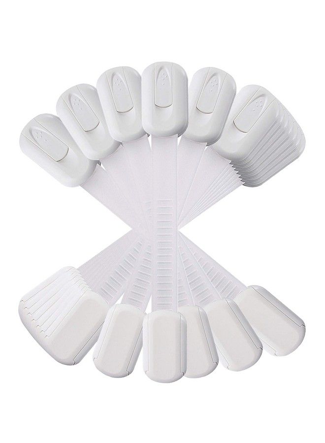 vmaisi 12 Pack Vmaisi Multi Use Adhesive Straps Locks Childproofing Baby Proofing Cabinet Latches For Drawers Fridge Dishwasher Toilet Seat Cupboard Oven Trash Can No Drilling (White) (12) - Image 2