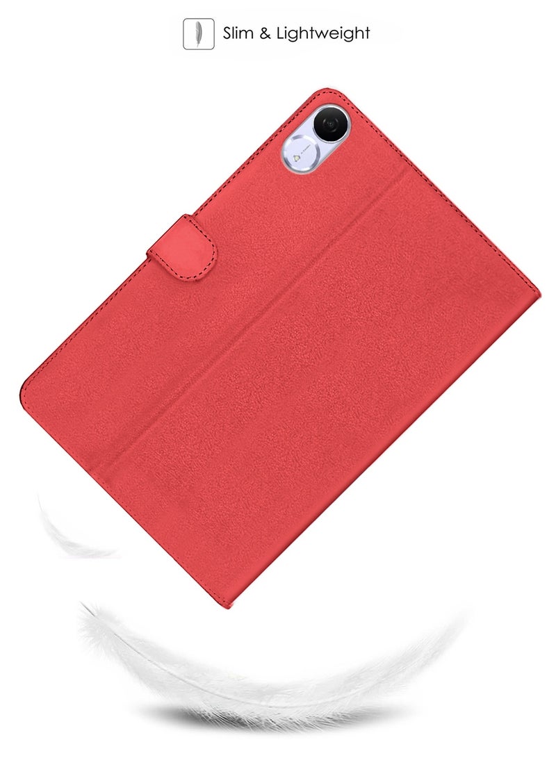 اوميكر غطاء flip بحواف مغناطيسية من الجلد الصناعي لجهاز Honor Pad V9 11.5 4G 2024 (11.5 بوصة) - أحمر - Image 2