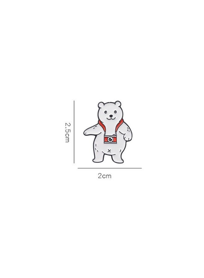 Distinctive and stylish unisex metal pin brooch with bear taking photo design - Image 2