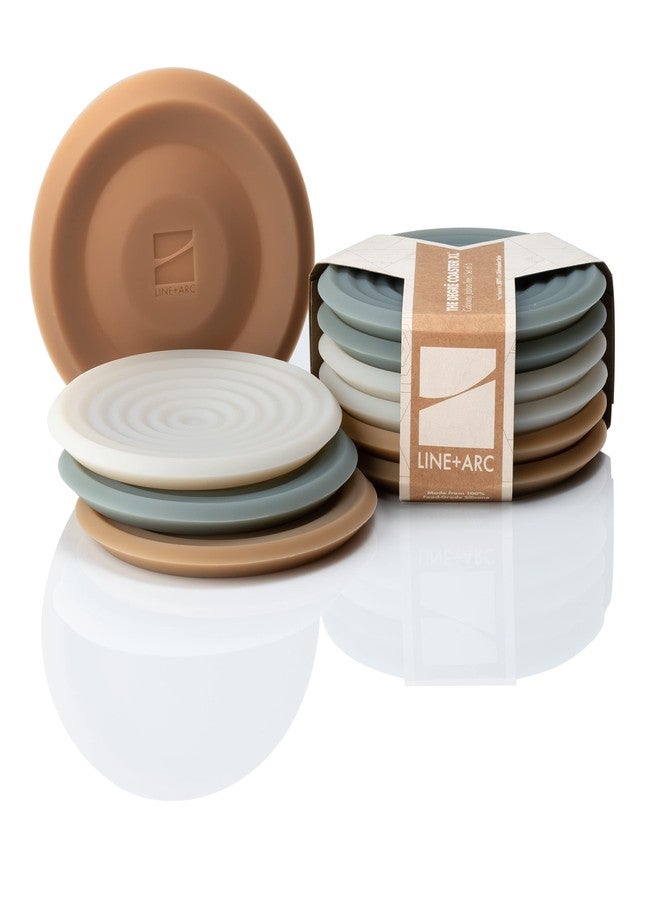 LINE+ARC Extra Thick Silicone Coasters Waterproof Anti-Stain Heat-Safe Dishwasher-Safe Degrē Coasters XL (Set of 6 Joshua Tree) Outdoor Rubber Mid-Century Modern - Image 1