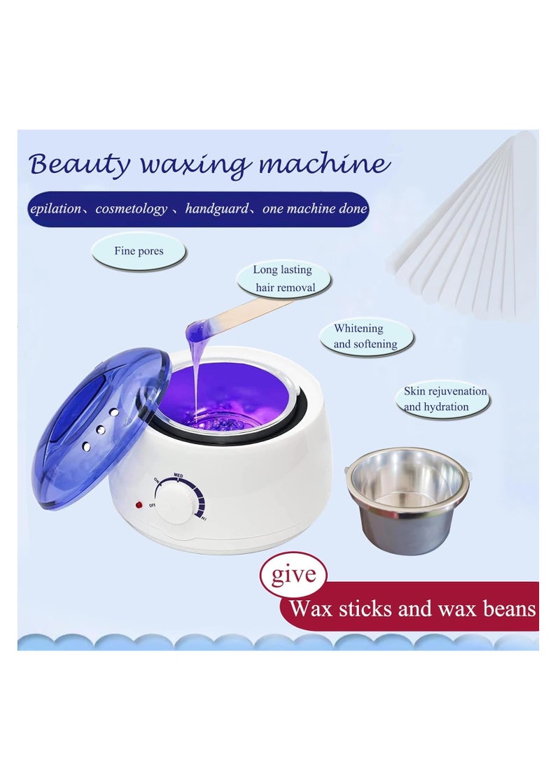 جوي وورلد طقم أدوات إزالة الشعر بالشمع للنساء، طقم أدوات إزالة الشعر بالشمع البرازيلي، سخان وعاء الشمع مع حبوب الشمع، جهاز تسخين الشمع لإزالة الشعر للبشرة الحساسة، جهاز تسخين الشمع سهل الاستخدام (أبيض) - Image 2