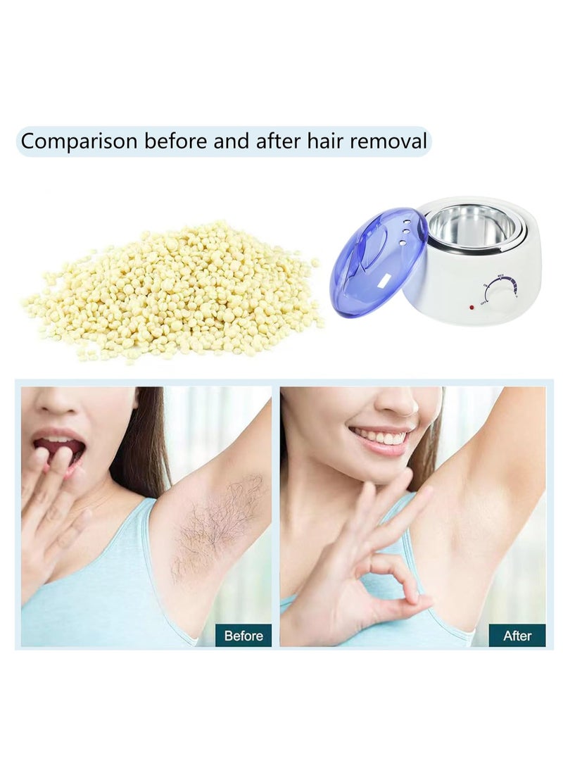 جوي وورلد طقم أدوات إزالة الشعر بالشمع للنساء، طقم أدوات إزالة الشعر بالشمع البرازيلي، سخان وعاء الشمع مع حبوب الشمع، جهاز تسخين الشمع لإزالة الشعر للبشرة الحساسة، جهاز تسخين الشمع سهل الاستخدام (أبيض) - Image 3