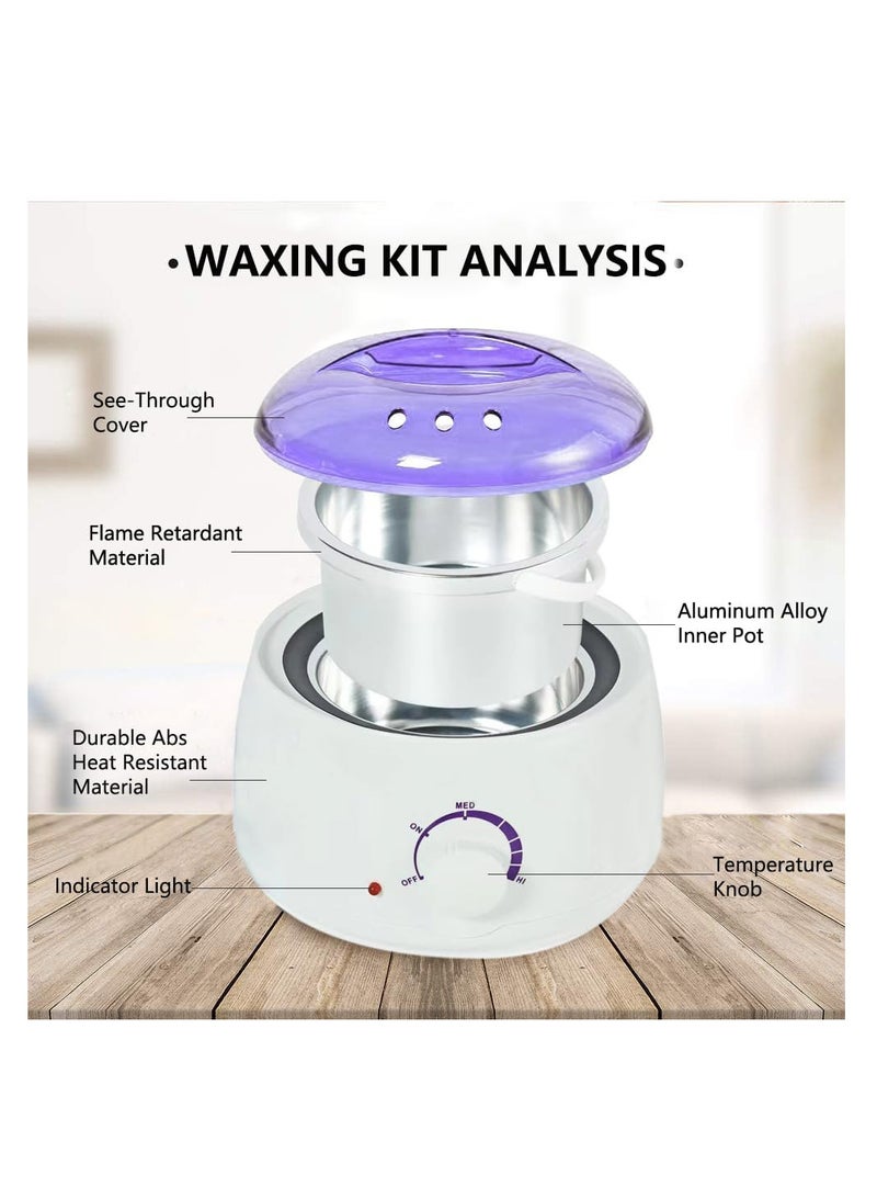جوي وورلد طقم أدوات إزالة الشعر بالشمع للنساء، طقم أدوات إزالة الشعر بالشمع البرازيلي، سخان وعاء الشمع مع حبوب الشمع، جهاز تسخين الشمع لإزالة الشعر للبشرة الحساسة، جهاز تسخين الشمع سهل الاستخدام (أبيض) - Image 4
