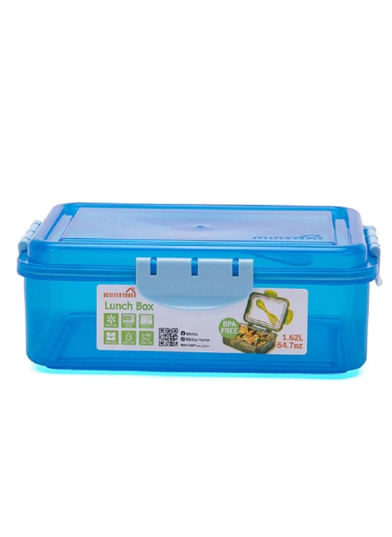 Mintra - Mintra Plastic Lunch Box With Fork and Spoon 1.62 L - Blue - Image 1