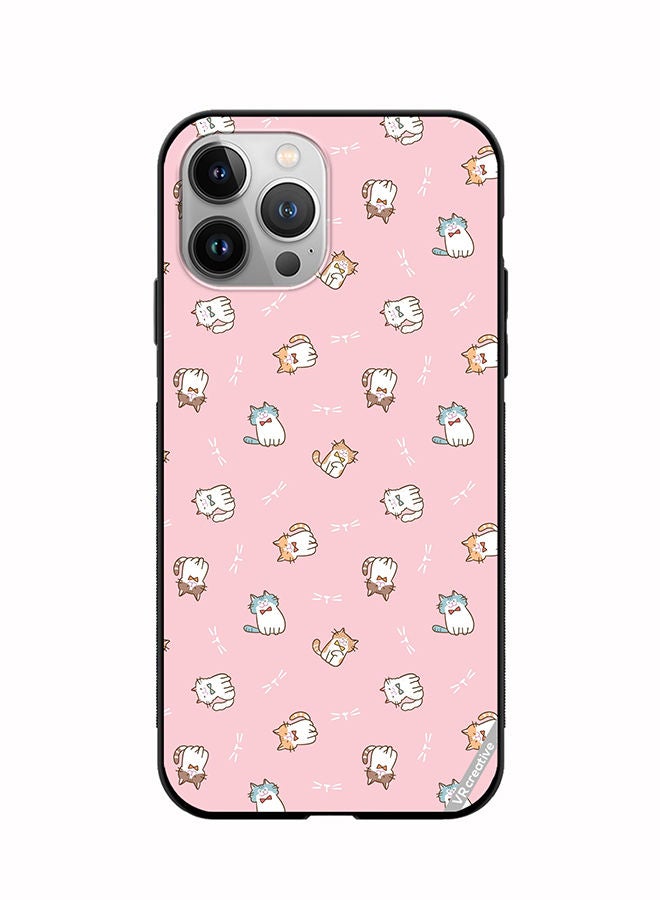 VR CREATIVE Protective Case Cover For Apple iPhone 11 Pro Max Cartoon Cat Design On Pink Design Multicolour - Image 1