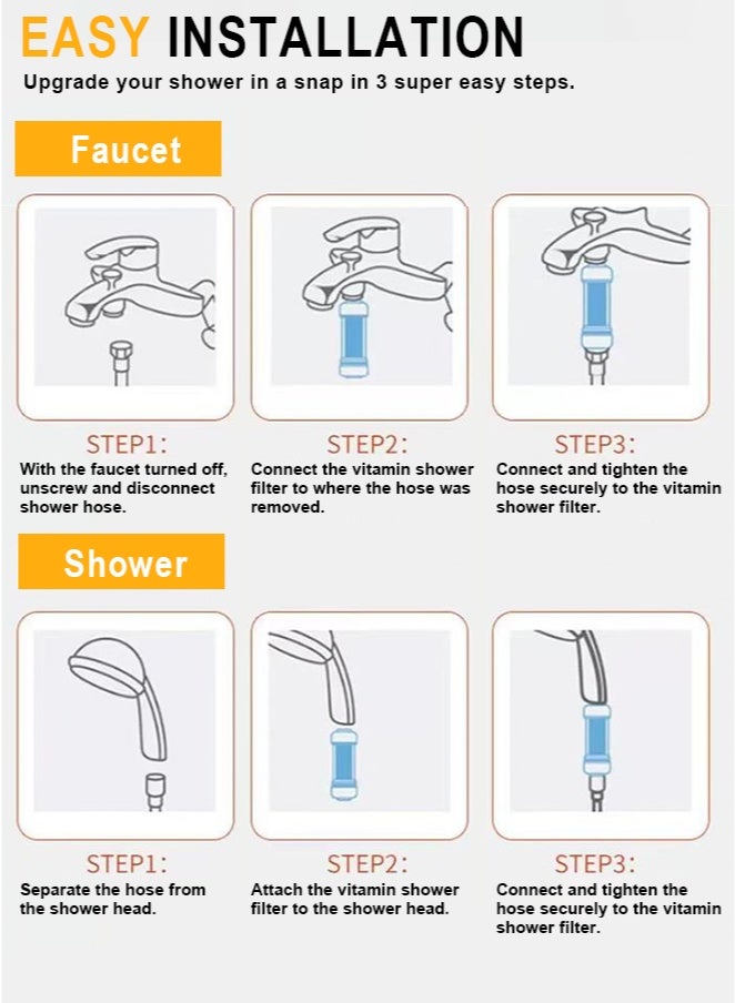 AMROAH Korean Vitamin Shower Filter - For Anti Hair Fall - Prevents Allergy or Dry Skin - Chlorine and Rust Removal - Relaxing Aromatherapy - Non-Toxic shower fllter cartrldge.(Jasmine) - Image 3