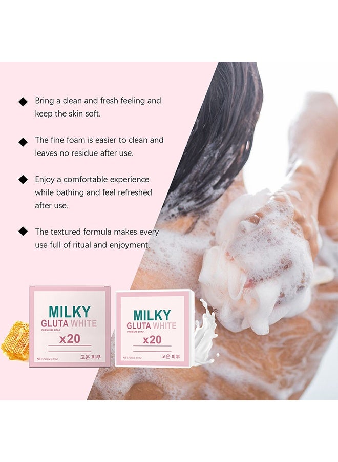 Milky Gluta WHITE PREMIUM SOAP, Goat Milk & Milk Extract, Korean Gentle Brightening Face & Body Soap, Deep Cleansing Exfoliating Bar for Smooth, Radiant Skin 70g - Image 5